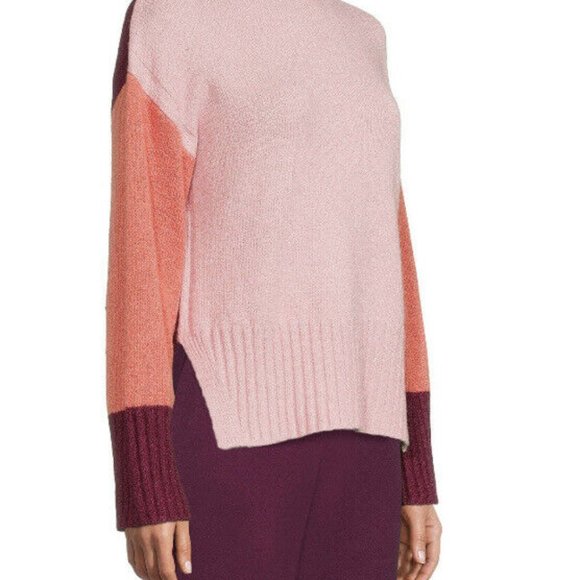 Time and Tru Women's Color Blocked Pink Mock Neck Sweater Size M - Picture 3 of 13